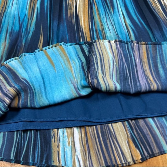 Anthropologie Paper Crown Women’s Blue and Brown Midi Dress Size 2 - Picture 6 of 16